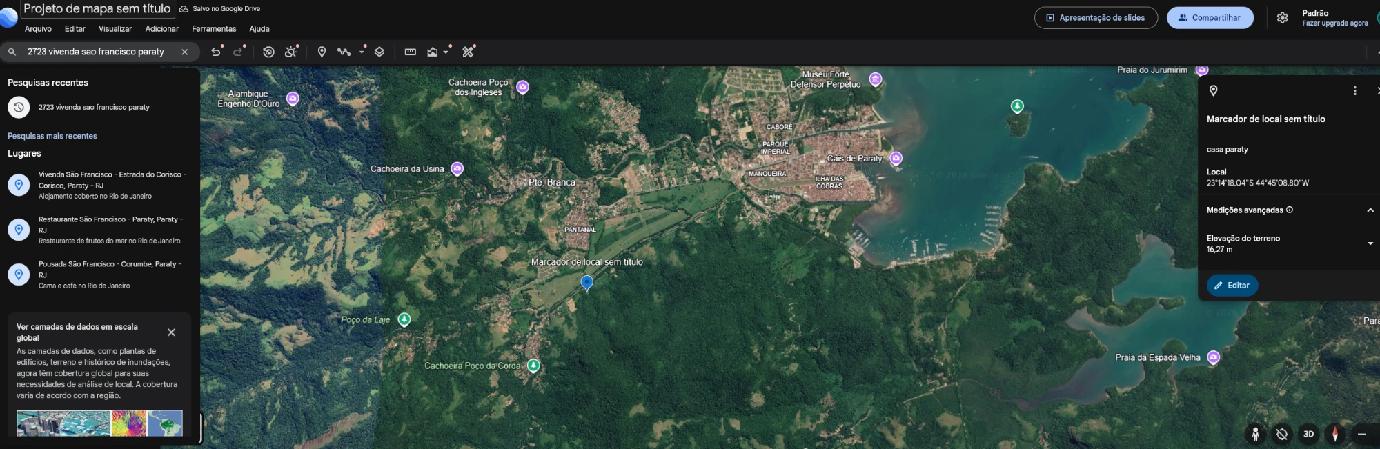 Mapa com o marcador da casa